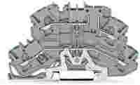 Double-deck carrier terminal block; ground/carrier (PE/L); for disconnect; fuse or component plug; rail mount; 2-conductor; 5.2 mm wide; gray