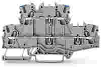 WAGO Double-deck terminal block; Through/through terminal block; L/N; without marker carrier; suitable for Ex e II applications; Blue conductor entry upper deck; for DIN-rail 35 x 15 and 35 x 7.5; 2.5 mm²; Push-in CAGE CLAMP®; 2,50 mm²; gray