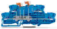 Double-deck double-disconnect terminal block; 2 knife disconnects; disconnect/disconnect (N/N); rail mount; 2-conductor; 5.2 mm wide; blue