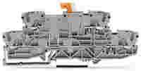WAGO Double-deck disconnect terminal block; knife disconnect; through/through (L/L); rail mount; 2-conductor; 5.2 mm wide; gray