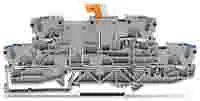 WAGO Double-deck disconnect terminal block; knife disconnect; through/through (N/L); rail mount; 2-conductor; 5.2 mm wide; gray
