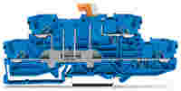 Double-deck disconnect terminal block; knife disconnect; through/through (N/N); rail mount; 2-conductor; 5.2 mm wide; blue