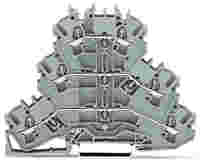 WAGO TOPJOB®S triple-deck terminal block; through/through/through (L/L/L); rail mount; 2-conductor; 5.2 mm wide; gray