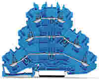 WAGO TOPJOB®S triple-deck terminal block; through/through/through (N/N/N); rail mount; 2-conductor; 5.2 mm wide; blue