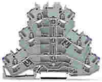 WAGO TOPJOB®S triple-deck terminal block; internally commoned; rail mount; 6-conductor; 5.2 mm wide; gray