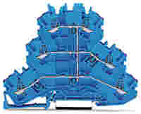 WAGO TOPJOB®S triple-deck terminal block; internally commoned; rail mount; 6-conductor; 5.2 mm wide; blue