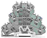 WAGO Triple-deck terminal block; shield/through/through (Shield/N/L); rail mount; 2-conductor; 5.2 mm wide; gray