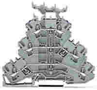 WAGO TOPJOB®S triple-deck terminal block; through/through/through (L/L/N); with marker carrier; rail mount; 2-conductor; 5.2 mm wide; gray