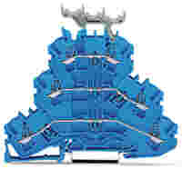 WAGO TOPJOB®S triple-deck terminal block; through/through/through (N/N/N); with marker carrier; rail mount; 2-conductor; 5.2 mm wide; blue