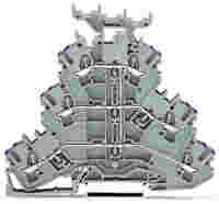 WAGO TOPJOB®S triple-deck terminal block; internally commoned; with marker carrier; rail mount; 6-conductor; 5.2 mm wide; gray