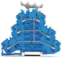 WAGO TOPJOB®S triple-deck terminal block; internally commoned; with marker carrier; rail mount; 6-conductor; 5.2 mm wide; blue