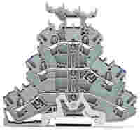 WAGO TOPJOB®S triple-deck terminal block; ground/through/through (PE/N/L); with marker carrier; rail mount; 2-conductor; 5.2 mm wide; gray