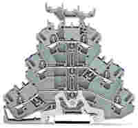WAGO Triple-deck terminal block; shield/through/through (Shield/N/L); with marker carrier; rail mount; 2-conductor; 5.2 mm wide; gray