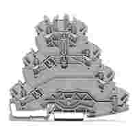 WAGO TOPJOB®S quadruple-deck terminal block; through/through/through (L3/L2/L1); rail mount; 2-conductor; 5.2 mm wide; gray