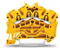 WAGO TOPJOB®S feedthrough terminal block; angled profile; rail mount; 4-conductor; 5.2 mm wide; yellow