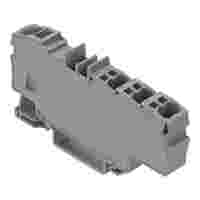 Distribution terminal block; with operating slots; 1 x 6 mm² / 6 x 1.5 mm²; with integrated end plate; side and center marking; for DIN-rail 35 x 15 and 35 x 7.5; Push-in CAGE CLAMP®; 6,00 mm²; gray