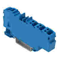 Distribution terminal block; with operating slots; 1 x 6 mm² / 6 x 1.5 mm²; with integrated end plate; side and center marking; for DIN-rail 35 x 15 and 35 x 7.5; Push-in CAGE CLAMP®; 6,00 mm²; blue