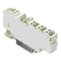 Distribution terminal block; with operating slots; 1 x 6 mm² / 6 x 1.5 mm²; with integrated end plate; side and center marking; for DIN-rail 35 x 15 and 35 x 7.5; Push-in CAGE CLAMP®; 6,00 mm²; light gray