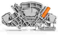 TOPJOB®S feedthrough terminal block; orange touch-proof test socket; rail mount; 2-conductor; 8 mm wide; gray