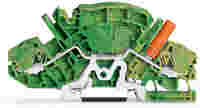 TOPJOB®S ground terminal block; orange touch-proof test socket; rail mount; 2-conductor; 8 mm wide; green-yellow