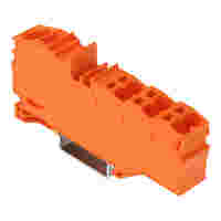 Distribution terminal block; with operating slots; 1 x 16 mm² / 6 x 4 mm²; with integrated end plate; suitable for Ex e II applications; side and center marking; for DIN-rail 35 x 15 and 35 x 7.5; Push-in CAGE CLAMP®; 16,00 mm²; orange