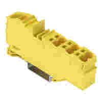 Distribution terminal block; with operating slots; 1 x 16 mm² / 6 x 4 mm²; with integrated end plate; suitable for Ex e II applications; side and center marking; for DIN-rail 35 x 15 and 35 x 7.5; Push-in CAGE CLAMP®; 16,00 mm²; yellow