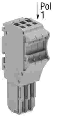 X-COM S-Mini female plug; rail mount; for 2020 series carrier terminal blocks; 1-conductor; 6-pole; 7.7 mm wide; gray