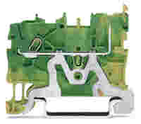 WAGO X-COM S-Mini ground carrier/feedthrough terminal block; rail mount; 1-conductor, 1-pin; 3.5 mm wide; green-yellow