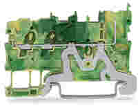 WAGO X-COM S-Mini ground carrier/feedthrough terminal block; rail mount; 2-conductor, 1-pin; 3.5 mm wide; green-yellow