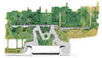 WAGO X-COM S-Mini ground carrier/feedthrough terminal block; rail mount; 2-conductor, 2-pin; 3.5 mm wide; green-yellow