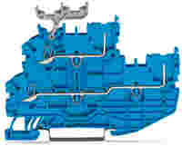 WAGO X-COM S-Mini double-deck carrier/feedthrough terminal block; through/through (N/N); rail mount; 1-conductor, 1-pin; 3.5 mm wide; blue