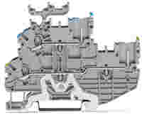 WAGO X-COM S-Mini double-deck carrier/feedthrough terminal block; ground/through (PE/L); rail mount; 1-conductor, 1-pin; 3.5 mm wide; gray