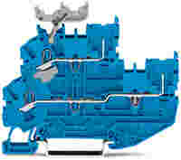 1-conductor/1-pin double deck receptacle terminal block; Through/through terminal block; 2.5 mm²; N/N; without marker carrier; suitable for Ex i applications; for DIN-rail 35 x 15 and 35 x 7.5; Push-in CAGE CLAMP®; 2,50 mm²; blue