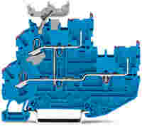 WAGO 2-conductor/2-pin, double-deck carrier terminal block; 2-conductor/2-pin through terminal block; 2.5 mm²; N; internal commoning; conductor entry with violet marking; for DIN-rail 35 x 15 and 35 x 7.5; Push-in CAGE CLAMP®; 2,50 mm²; blue