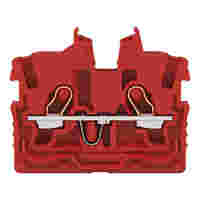 WAGO 2-conductor miniature through terminal block; with operating slots; 1 mm²; Center terminal block without snap-in mounting foot, without mounting flange; side and center marking; with test port; Push-in CAGE CLAMP®; 1,00 mm²; red