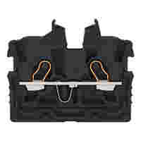 WAGO 2-conductor miniature through terminal block; with operating slots; 1 mm²; Center terminal block without snap-in mounting foot, without mounting flange; side and center marking; with test port; Push-in CAGE CLAMP®; 1,00 mm²; black