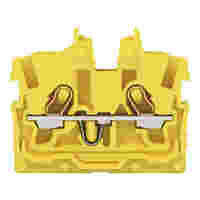 WAGO 2-conductor miniature through terminal block; with operating slots; 1 mm²; Center terminal block without snap-in mounting foot, without mounting flange; side and center marking; with test port; Push-in CAGE CLAMP®; 1,00 mm²; yellow