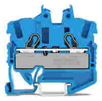 2-conductor miniature through terminal block; with operating slots; 2.5 mm²; with test port; side and center marking; for DIN-15 rail; Push-in CAGE CLAMP®; 2,50 mm²; blue
