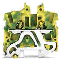 2-conductor miniature ground terminal block; with operating slots; 2.5 mm²; with test port; side and center marking; for DIN-15 rail; Push-in CAGE CLAMP®; 2,50 mm²; green-yellow