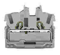 2-conductor miniature through terminal block; with operating slots; 2.5 mm²; End terminal block with mounting flange; side and center marking; with test port; Push-in CAGE CLAMP®; 2,50 mm²; gray