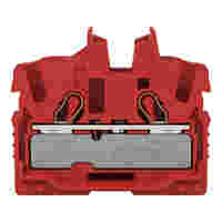 WAGO 2-conductor miniature through terminal block; with operating slots; 2.5 mm²; End terminal block with mounting flange; side and center marking; with test port; Push-in CAGE CLAMP®; 2,50 mm²; red