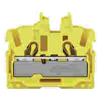 WAGO 2-conductor miniature through terminal block; with operating slots; 2.5 mm²; End terminal block with mounting flange; side and center marking; with test port; Push-in CAGE CLAMP®; 2,50 mm²; yellow