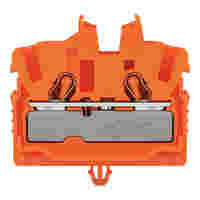 WAGO 2-conductor miniature through terminal block; with operating slots; 2.5 mm²; with snap-in mounting foot; side and center marking; with test port; Push-in CAGE CLAMP®; 2,50 mm²; orange