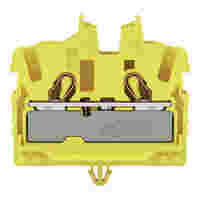 WAGO 2-conductor miniature through terminal block; with operating slots; 2.5 mm²; with snap-in mounting foot; side and center marking; with test port; Push-in CAGE CLAMP®; 2,50 mm²; yellow