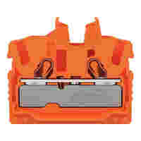 WAGO 2-conductor miniature through terminal block; with operating slots; 2.5 mm²; Center terminal block without snap-in mounting foot, without mounting flange; side and center marking; with test port; Push-in CAGE CLAMP®; 2,50 mm²; orange
