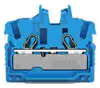 2-conductor miniature through terminal block; with operating slots; 2.5 mm²; Center terminal block without snap-in mounting foot, without mounting flange; side and center marking; with test port; Push-in CAGE CLAMP®; 2,50 mm²; blue