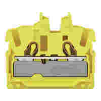 WAGO 2-conductor miniature through terminal block; with operating slots; 2.5 mm²; Center terminal block without snap-in mounting foot, without mounting flange; side and center marking; with test port; Push-in CAGE CLAMP®; 2,50 mm²; yellow
