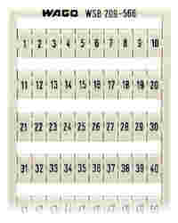 WSB marking card; as card; MARKED; 1 ... 50 (2x); not stretchable; Horizontal marking; snap-on type; white