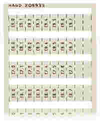 WSB marking card; as card; MARKED; E0.0, E0.1, ..., E9.6, E9.7 (1 each); not stretchable; Vertical marking; snap-on type; white