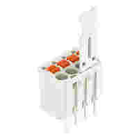1-conductor THT female connector straight; push-button; Push-in CAGE CLAMP®; 1.5 mm²; Pin spacing 3.5 mm; 4-pole; 1.0 mm Ø solder pin; Gripping plate; 1,50 mm²; light gray
